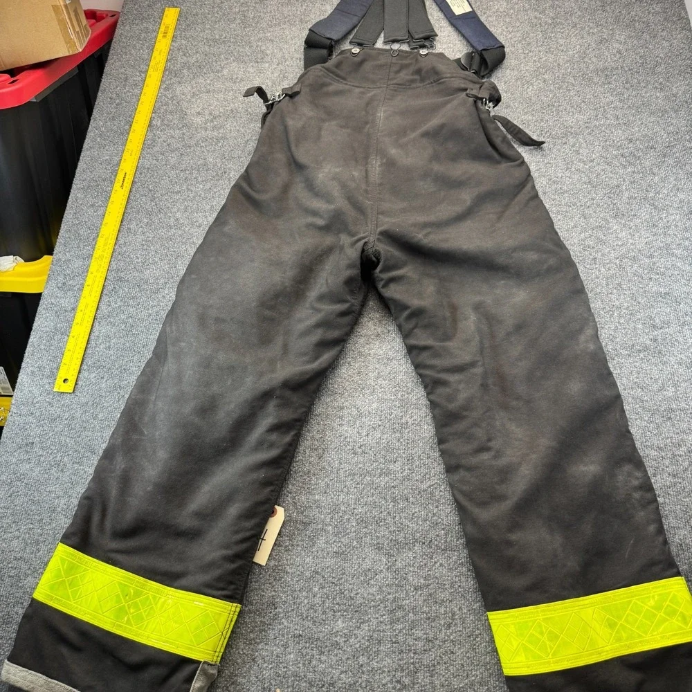 Lion Apparel Firefighter Turnout Pants 42R 36x30 Black Bunker Gear Suspenders